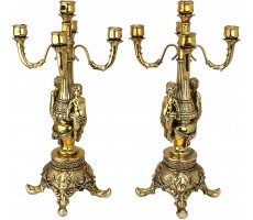 Design Toscano Grande Chateau Beaumont Candelabra Candle Holders 20 Inch Set of Two Polyresin Gold - B9HSM7FMF