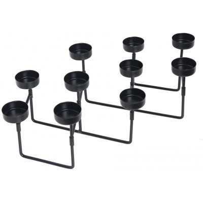 Iron Candle Holders for Fireplace Candelabra Flameless or Wax Pillar Decoration on Coffee Desk Floor Candle Holders Decor for Table Black  M  - BGAXRDN4C