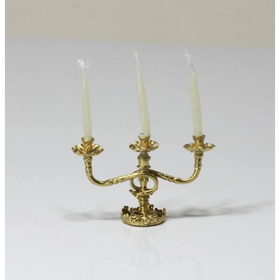 Miniature 1:12 Scale Ornate Candelabra in Gold with Candles - BD77VUAC5