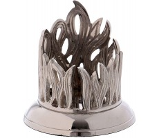 Tube-Shaped Candle Holder in Nickel-Plated Brass with Flame Decoration - BJYOQBI5H