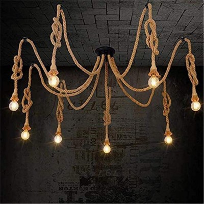 YANGBO Vintage Hemp Rope Chandelier Industrial Style Suitable for Living Room Dining Room Balcony Outdoor Cafe Chandelier Excluding Light Bulb 3 - B2NFKQMM7