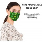 2 Pack Cartoon Outlined Green Clover Leaf Decorative Adults & Kids Cloth Face Masks Reusable Washable Breathable Mouth Cover - B4IJA3KK3