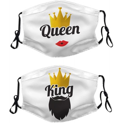 2 Pcs Couples Face Masks Washable Reusable Just Married Gueen and King Decorative Cloth Mask Cover Wedding Engagement Gift - BZFAP6ZAC
