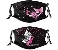 2Pcs Breast Cancer Awareness Face Masks For Women Breathable Washable Reusable Adjustable Decorative Masks - B04V622X7