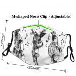 Adult Washable and Reusable Facial Warm Windproof Outdoor Fashion Decorative mask,Sketch Style Of A Jazz Band Playing Music With Instruments And Musical Notes Print with 2 Filters - BKM53WFSC