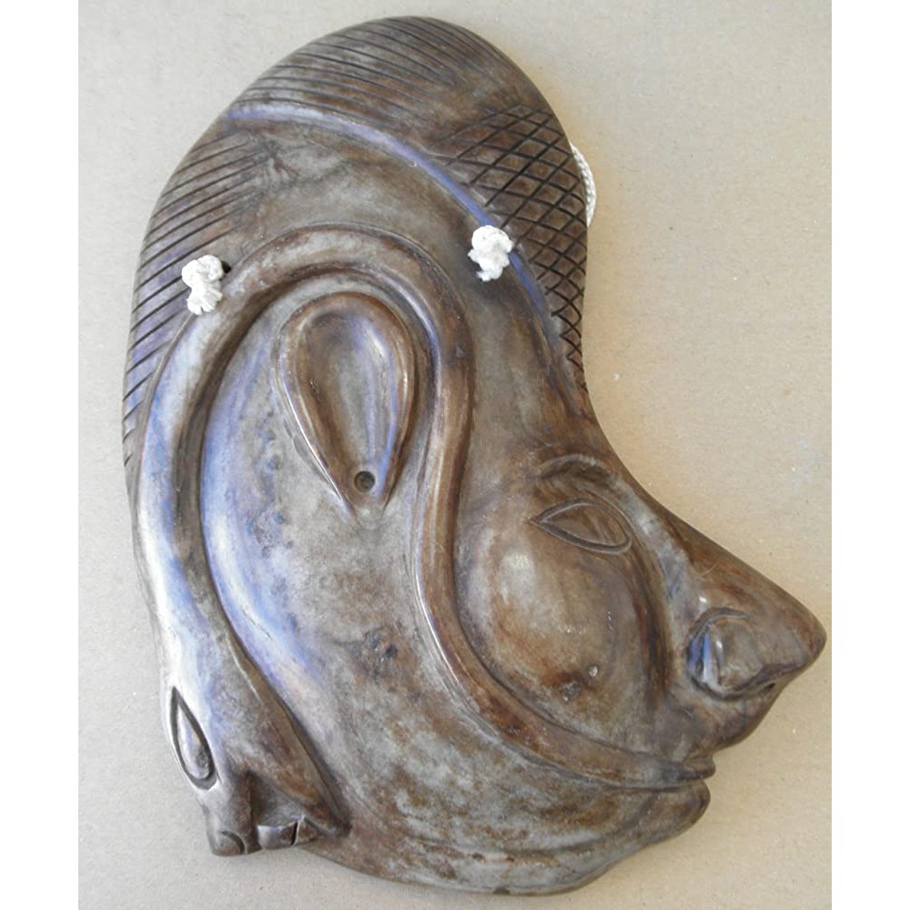 Decorative Stone Face Mask Plaque for Hanging on Wall - BDIO9JXQN