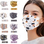Miffen 8 Pcs Halloween Mask Disposable Spunlace Fabric Adult Print with 3-Layer Meltblown Funny Facial Masks Decorative，for Indoor Outdoor Use Color : H - BPUDA9SUA