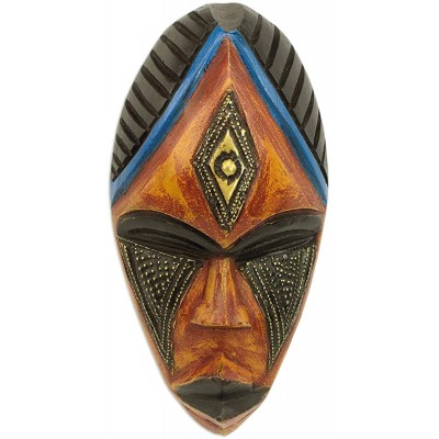 NOVICA Brass and Wood Decorative Mask Multicolor 'Jabu' - B6W3UHLM5