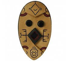 NOVICA Decorative Ghanaian Large Wood Mask Beige 'Lady Obenewaa' - BARUSZBSI