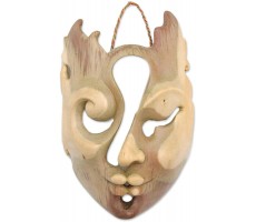 NOVICA Decorative Hibiscus Wood Mask Beige The Collaboration' - BLMBRCZOI