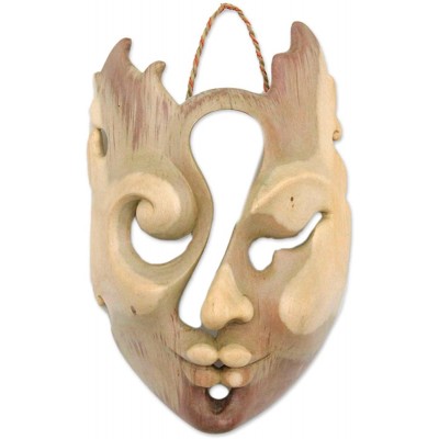 NOVICA Decorative Hibiscus Wood Mask Beige The Collaboration' - BMG03DH31