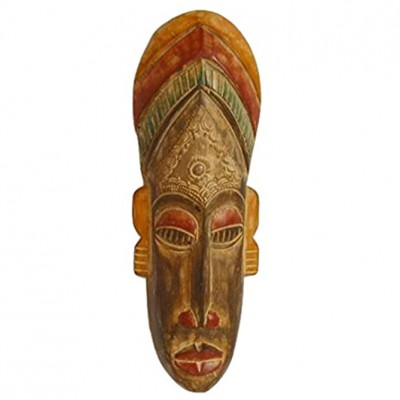 NOVICA Decorative Large Sese Wood and Brass Mask Brown 'Moral Support' - BJN92VLM9