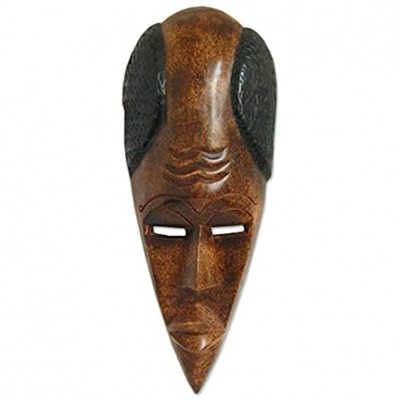 NOVICA Decorative Large Sese Wood Mask Brown A Good Friend' - BPYS5GA2Q