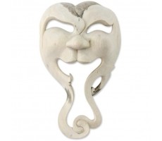 NOVICA Decorative Modern Hibiscus Wood Mask Beige Surreal Hunter' - B28M6OIDP