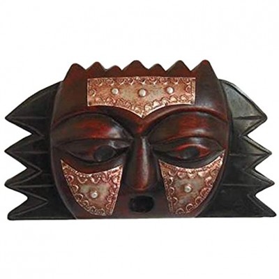 NOVICA Decorative Protection Sese Wood and Brass Mask Brown Protective Star' - BUL2ZGNQ9