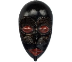 NOVICA Decorative Wood Ghanaian Mask Black and Brown 'Adisa' - BBNT3OSX6