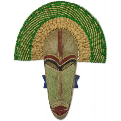 NOVICA Decorative Wood Mask Multicolor 'Akuwuezuika' - BCOU3IW3L