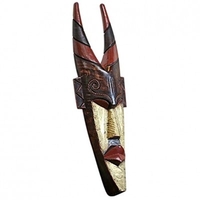 NOVICA Ghanaian Large Wood Decorative Mask Wall Art Brown 'Antelope Totem' - B2QR5G44V