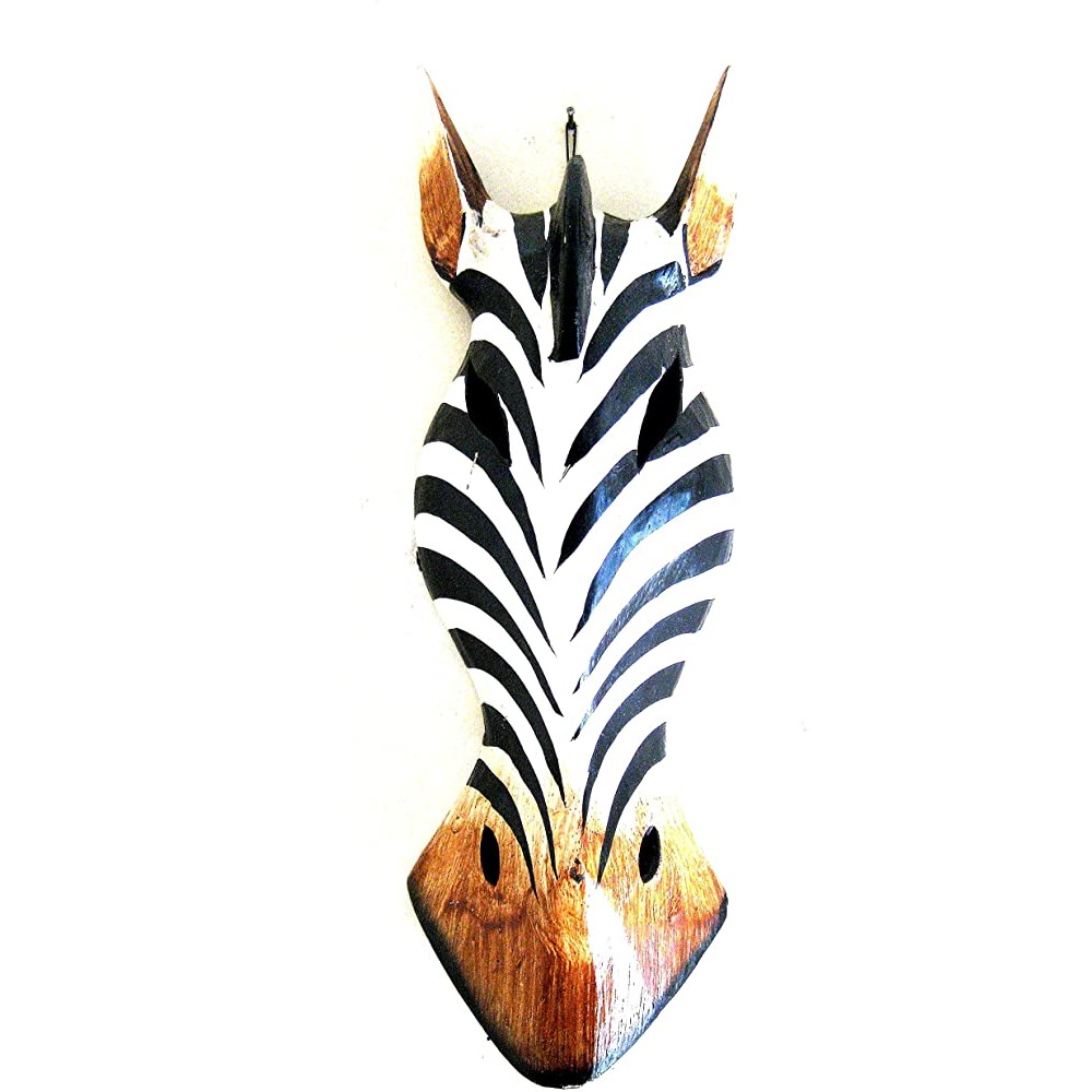 OMA African Mask Wall Hanging Zebra Brown Nose Giraffe Wall Mask Jungle Decor - BJNDT914L