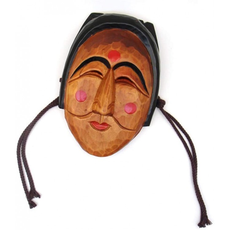 PARTY CRAFTZ Pune Tal,Hand Wood Carving Korean Pune Mask Bunei Woman Dance Smile Wooden Wall Decor Plaque Art Decorative Hanging Asian Mask Great Gift - BXG3TDU59
