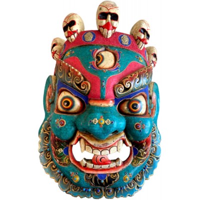 QT S Bhairab Wooden Mask Stone Finish Hand Crafted 25 X 17 Inch Antique made in 2000s Hindu God Shiva Mahakala Buddhism Mask for Home Office Restaurant Bar Gift Decorative Wall Hanging Lord Mahakal Bhairab Wooden Mask Handmade in Nepal - B9TTVBV0C
