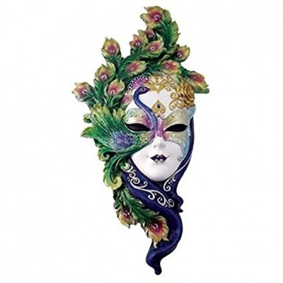 Top Collection Lady Peacock Venetian Style Carnival Mask Decorative Hanging Wall Decor in Hand-Painted Color 13.75-Inch Collectible Masquerade Party Mask Costume - BH0L8FN4L