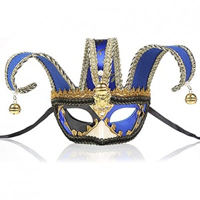 Venetian Clown Mask Painted Halloween Party Masks High-End Venetian Jester Joker Mask Spider Masquerade Wall Decorative Art Collection Mardi Gras Party Decoration Gift Blue - BQTFPYDTR