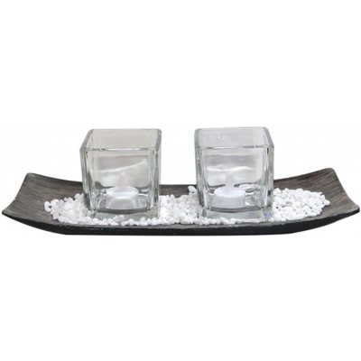 SOLUSTRE 1 Set Glass Candle Cup Chritsmas Tealight Holder Votive Candle Holder Table Center Piece Glass Votive Cups On Rustic Wood Base for Wedding Decoration Dining Table As Shown - B7XDSXXW2