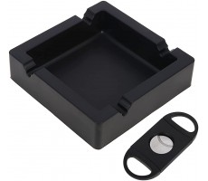 Cigar Ashtray Large Ashtrays for Cigarettes Outdoor Heat-Resistant Non-Breakable and Easy to Clean Dual-Purpose Ash Tray Ashtrays for Outdoor Indoor Home With Plastic Cigar Cutter - BK9EU6PNB
