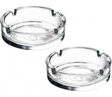 DESTALYA Glass Ashtrays for Cigarettes Round Ash Tray for Home Office Patio Porch Deck Decoration Cute Pretty Ash holders for Indoor or Outdoor Use Pack of 2 Clear - B6HJ3D9BY
