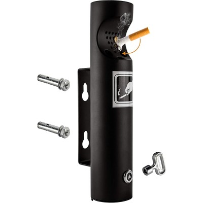 ELITRA Wall Mounted Outdoor Cigarette Butt Receptacle Black - BVKRNPQ23