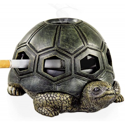 LESES Ashtray for Cigarettes Outdoor Ashtrays with Lid Cute Turtle Ash Tray for Home Office Garden Porch Decor - B5MF93A32