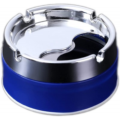 Mealody Sealed Windproof Ashtray,Stainless Steel Ashtrays for Cigarettes,Rotating Lid Convenient Smokeless Ashtray Cigar Ash Trays for Patio,Outdoor or Indoor,Home Office Decoration Blue - BPZM87D6N