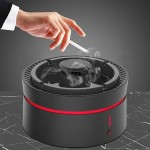 Miumaeov Ashtray Purifier Round Black Portable Car Ashtray Smokeless to Remove Indoor Odor Negative Ion Air Purifier Odor Eliminator for Living Room Bedroom Office Car Suitable for Smokers - B0W73MYGY