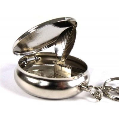 Smartdealspro Stainless Steel Portable Pocket Circular Ashtray Key Chain with Cigarette Snuffer - BEGU0LZIR