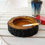 Teagas 5.5 Round Original Wooden Cigarette Ashtray Outdoors and Indoors Ash Tray - BNOPNK462