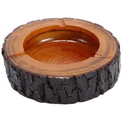 Teagas 5.5" Round Original Wooden Cigarette Ashtray Outdoors and Indoors Ash Tray - BNOPNK462