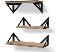 BAYKA Wall Shelves for Bedroom Decor Rustic Wood Floating Shelves for Living Room Wall Mounted Hanging Shelving for Bathroom Laundry Room Kitchen Wall Storage Small Wall Shelf for Plants Books - BOPKD58WQ