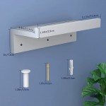 Mixoo White Floating Shelves for Wall Set of 2 Wall Mounted Wood Floating Shelf Decorative Storage Shelves with Metal Hooks for Bedroom Living Room Bathroom and Kitchen - BD4644EPC