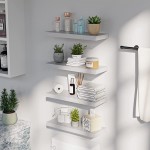 POTRAS White Floating Shelves for Wall 4 Sets White Wall Shelves for Bedroom with Invisible Brackets White Shelves for Wall Decor Modern White Shelf for Bathroom Kitchen and Living Room White - BMNER0VQL