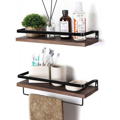 SODUKU Floating Shelves Wall Mounted Storage Shelves for Kitchen Bathroom,Set of 2 Brown - BLARCTKDX