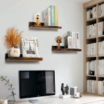 Upsimples Home Floating Shelves Wall Mounted Set of 5 Wall Mounted Wood Shelf for Bedroom Living Room Kitchen Office Sturdy Rustic Shelves 5 Different Sizes Brown - B91P6MUIU