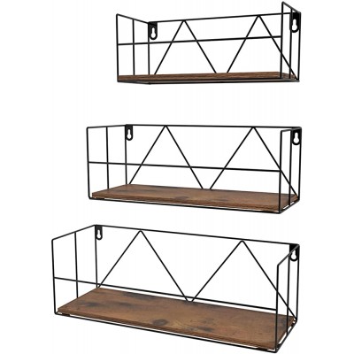 ZBEIVAN Floating Shelves Wall Mounted Set of 3 Wall Shelves with Metal Wire for Bathroom Bedroom Kitchen Living Room - B77FPOSL3
