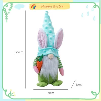 Amolabe 4PCS Easter Gnomes Decorations Easter Bunny Decor Holding Carrot Easter Bunny Gnome Decorations for Celebration Party Easter Gifts for Kids Friends Holiday Home Garden Decoration - BQ6OK6BFX