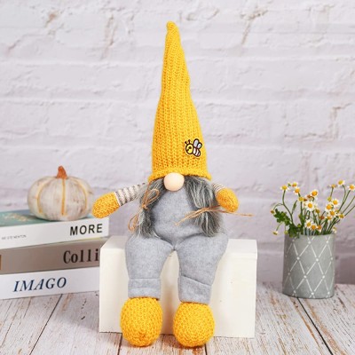 Gnomes Easter Decorations Gnomes Plush UAMSYTLE Handmade Swedish Tomte Gnomes Decor Faceless Plush Dwarf Doll Easter Home Ornaments Decor Gifts for Kids Women Men 1Pack Yellow-Girl - BAQ5DLT5X