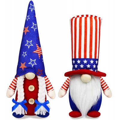 4th of July Patriotic Gnome Decorations 2 PCS Handmade Mr & Mrs USA Swedish Tomte Gnomes Plush Table Ornaments Gift for Independence Day Memorial Day Presidents Day Veterans Day Armed Forces Day - BD8BA4YHZ