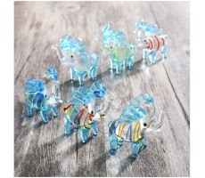 Crystalsuncatcher Set of 6 Elephant Glass Figurine Handblown Glass Art Animal Collectible Figurine Mini Glass Animals OrnamentElephant - BA7EKE0G8