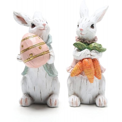 Hodao Easter Bunny Decorations Spring Home Decor Bunny FigurinesEaster White Rabbit 2pcs - BG9ZHOESR