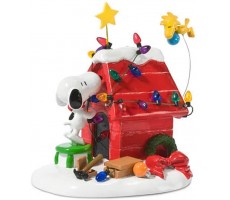 Department 56 Peanuts Decoration Snoopy’s Dog House Woodstock Christmas Lights 8" Red - BRJ5SMNO5