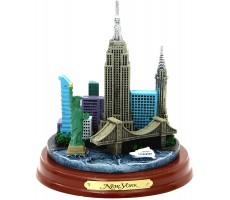 New York City Statue Model NYC Skyline Architecture Wooden Base 4.5 Inches - BL9JZ9VOH